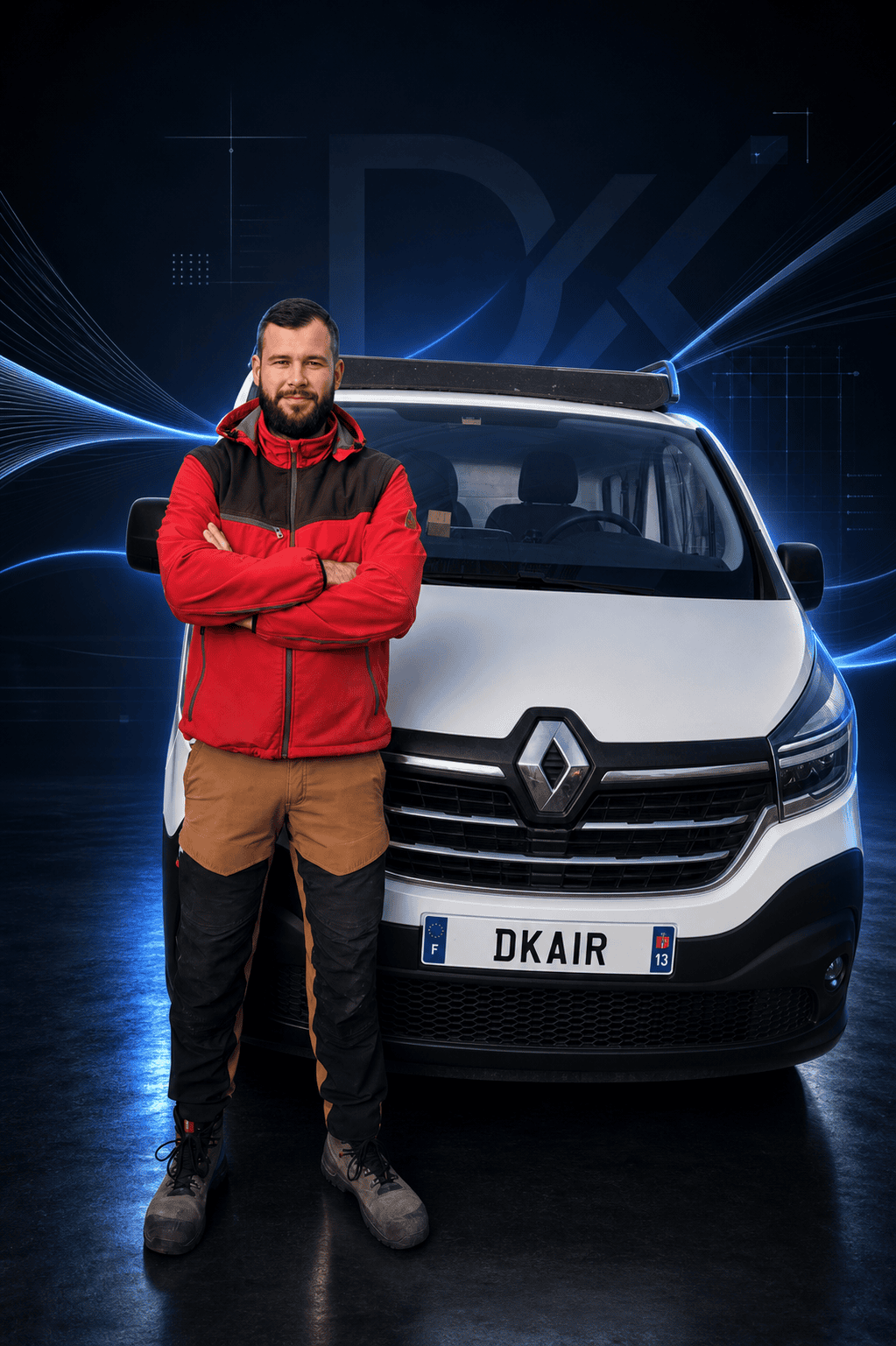 Artisan DKAIR devant son camion